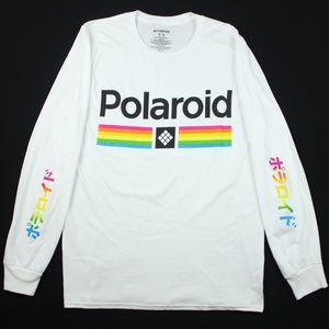 POLAROID Mens White Long Sleeve Tee PANTONE STRIPE